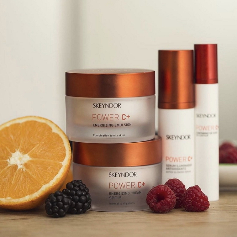 Skeyndor Power C+ Set – krém pro suchou pleť 50 ml + pleťové sérum 30 ml + gel na oční okolí 15 ml