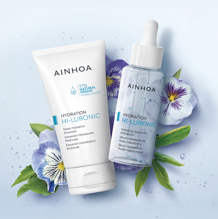 Ainhoa Hi-Luronic Set - hydratační emulze pro normální a smíšenou pleť 50 ml + sérum kyseliny hyaluronové 50 ml