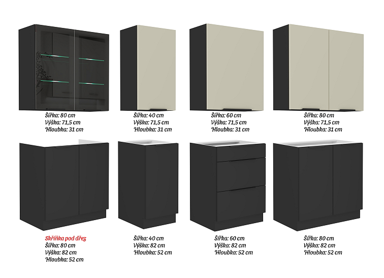 Kuchyňská linka 260 cm Arona / Siena