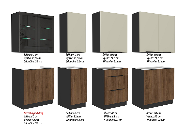 Kuchyňská linka 260 cm Arona / Monza
