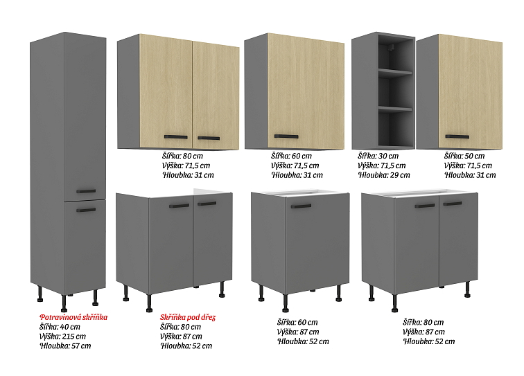 Kuchyňská linka 260 cm Scandi / Nessa 1