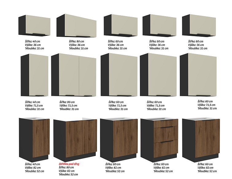 Kuchyňská linka 300 cm Arona / Monza