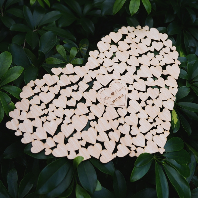 Dřevěné srdce na svatební přání 60x40 cm