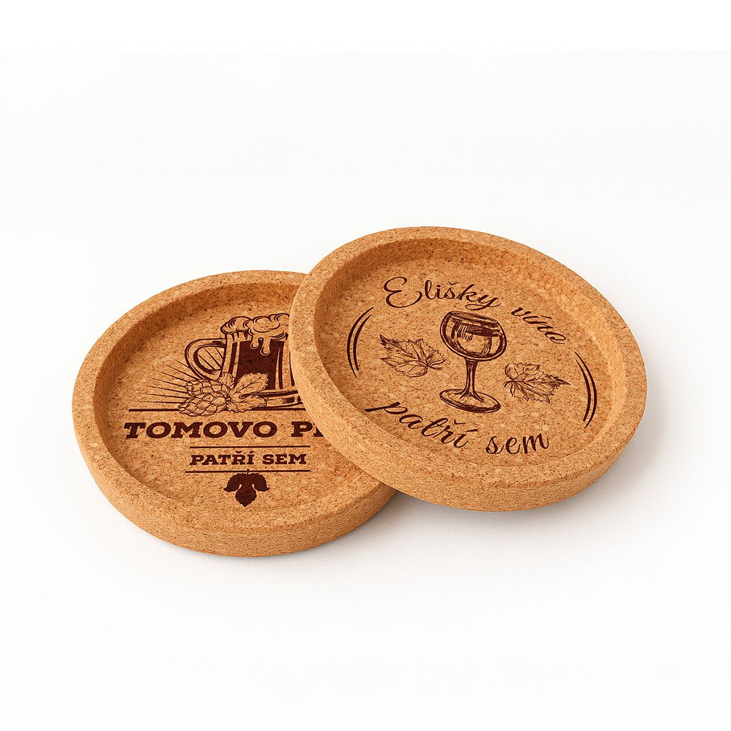Korkové podtácky s vlastním motivem 2 kusy