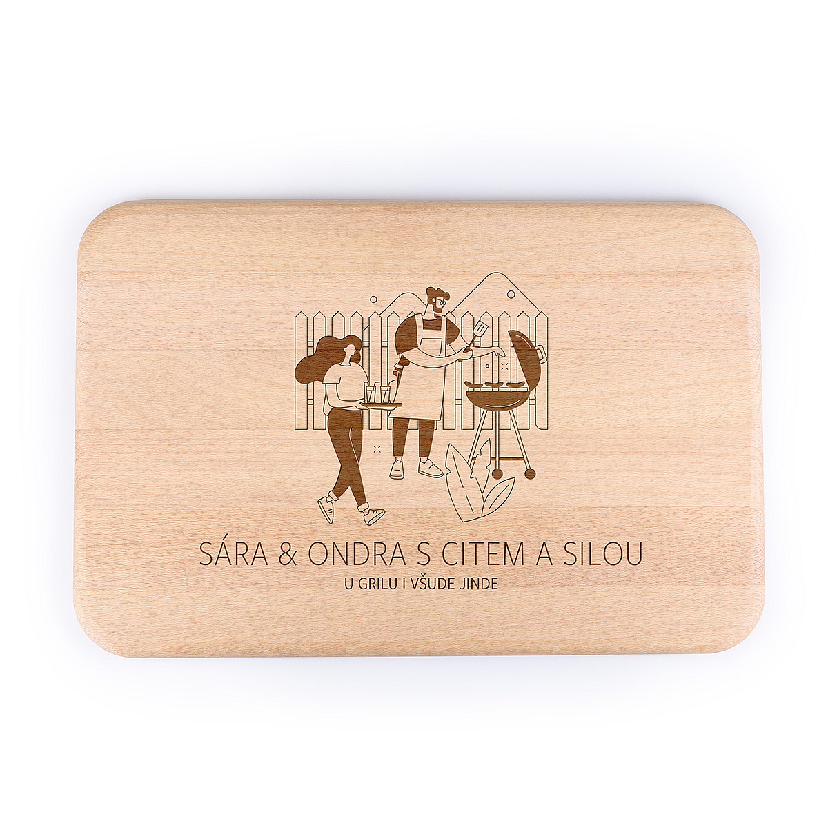 Masivní dubové grilovací prkénko - s vlastním motivem
