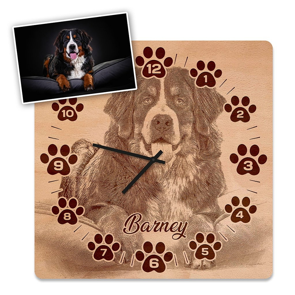 Dřevěné nástěnné hodiny - Vaše plemeno/fotografie