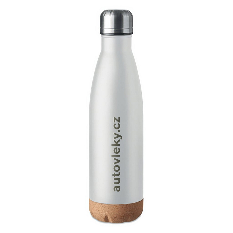 Kovová termolahev s korkovým dnem s motivem na míru, bílá