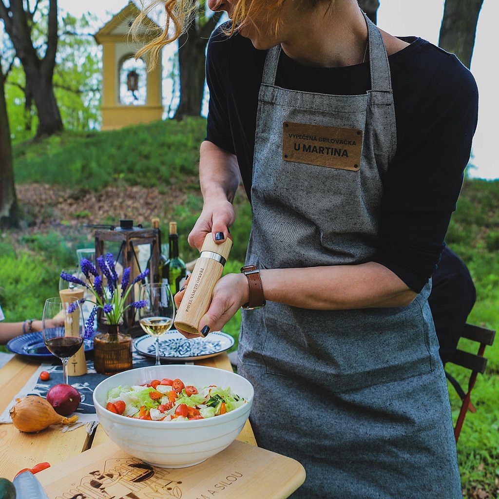 Látková zástěra s vlastním textem