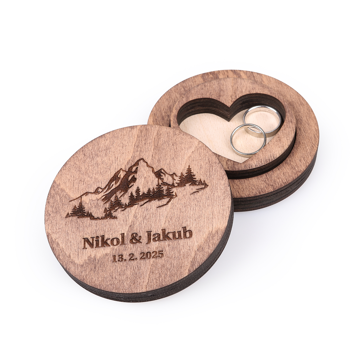 Krabička na prstýnky s vaším motivem, tmavá