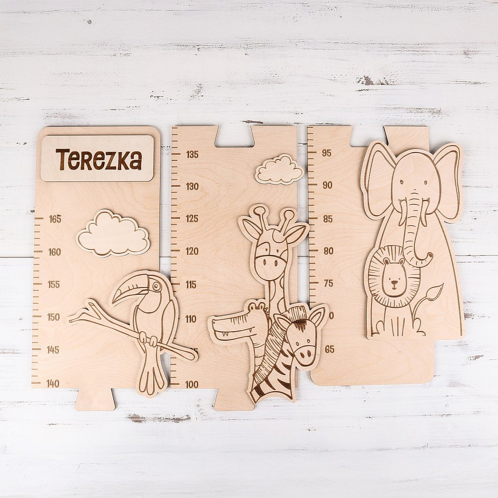 Dřevěný metr na stěnu se jménem na míru - zoo