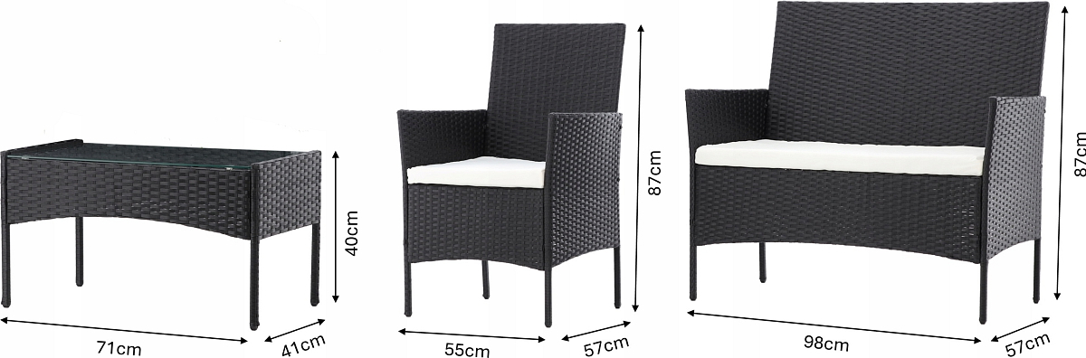 Set záhradného nábytku (POHOVKA, 2 KRESLÁ, STOLÍK) HNEDÁ + KRÉMOVÁ