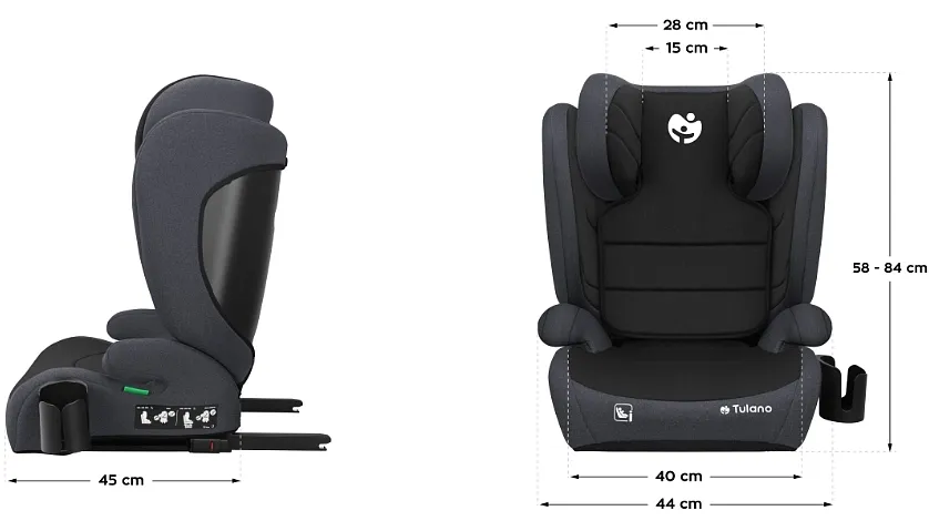 Autosedačka Tulano Joy 35 Grey ISOFIX 100-150cm I-Size