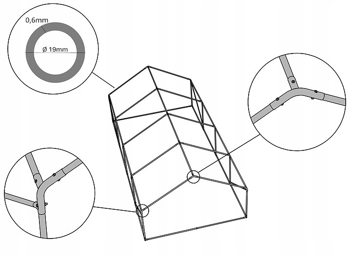 Kurín , pre hydinu, voliéra, klietka, so strechou, 3x6x2 m