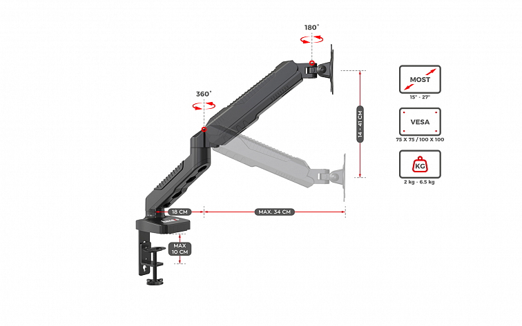 Otočný držiak pre monitor Huzaro Motion 1.2