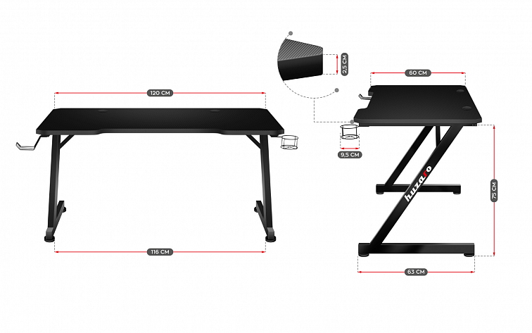 Masa de joc HUZARO HERO 2.5 BLACK