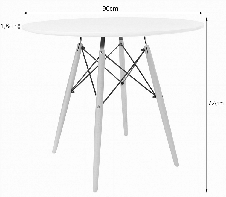 Stůl kulatý TODI 90cm - bílý
