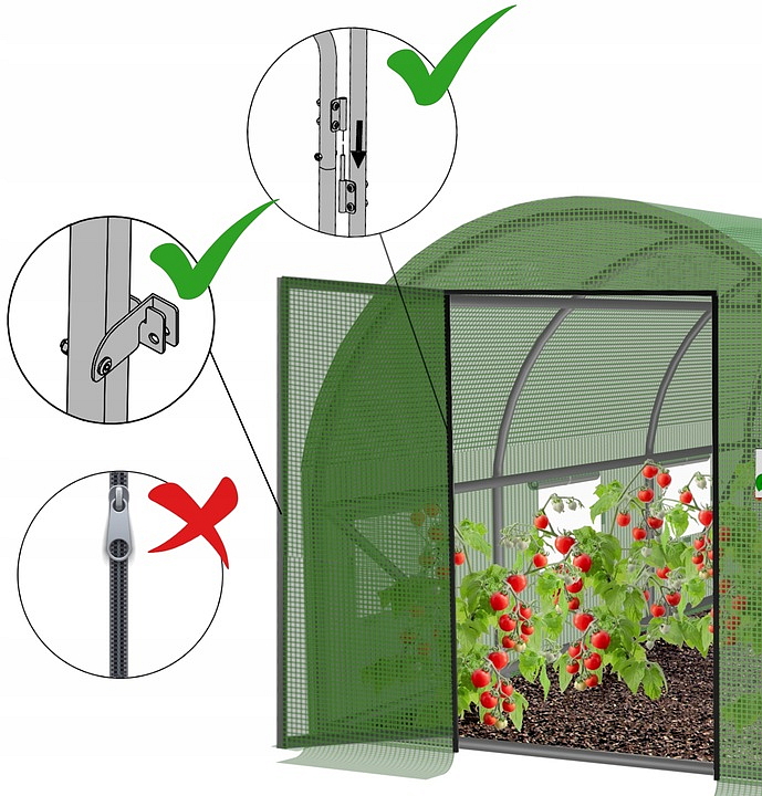 Záhradný fóliovník s dverami 2x3 s UV filtrom Zelený