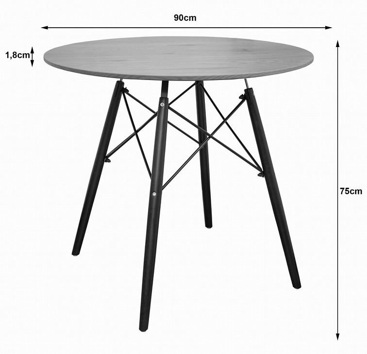 Stôl okrúhly TODI 90 cm - jaseň