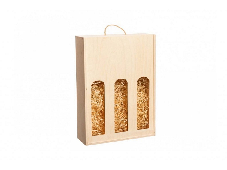 Dřevěná dárková kazeta na tři láhve vína