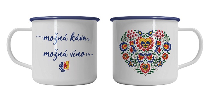 Keramický hrnek s potiskem Možná káva, možná víno a motivem srdce