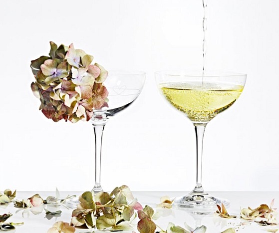 Sklenice na šumivé víno Diamond heart, sada 2 ks