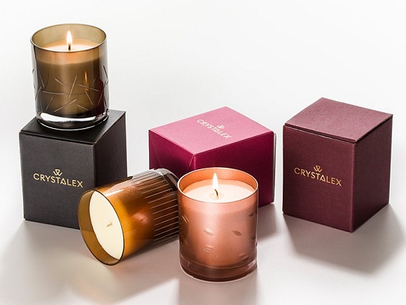 Vonná svíčka v ručně dekorované skleničce, vůně Cannel orange