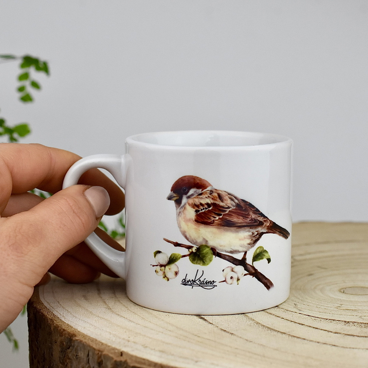 Cappuccino kávový hrnek 180 ml - Sýkorka a vrabec