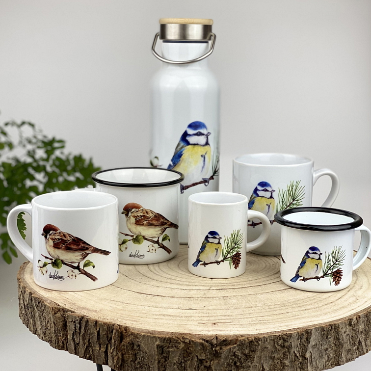 Cappuccino kávový hrnek 180 ml - Sýkorka a vrabec