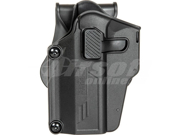 Opaskové polymerové univerzální pouzdro Per-Fit - černé, pro leváky, Amomax