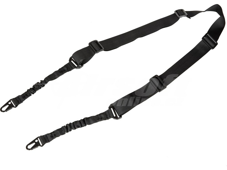 Dvoubodový bungee popruh s HK klipem - černý, Amomax