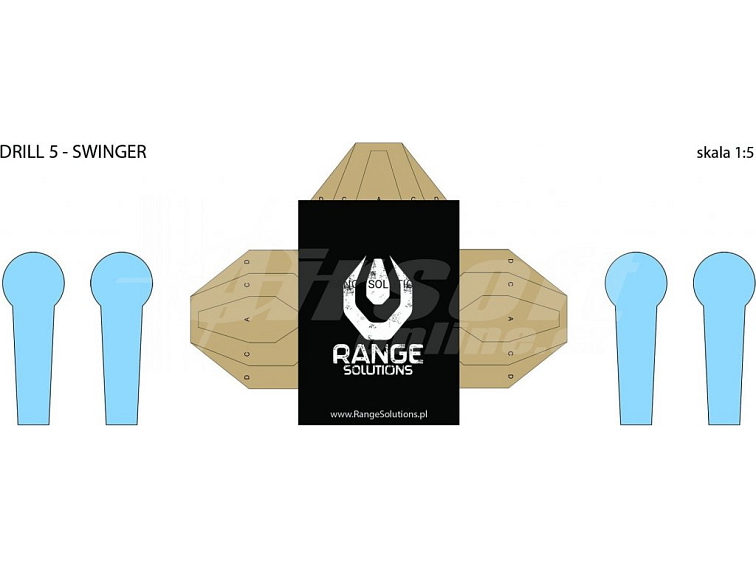 Střelecký terč Drill-5 Swinger 520x180 mm - 50ks, Range Solutions