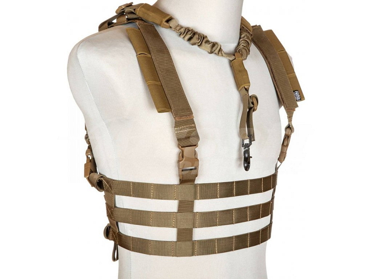 Lehký taktický Chest Rig s jednobodovým popruhem - Coyote Brown, Primal Gear