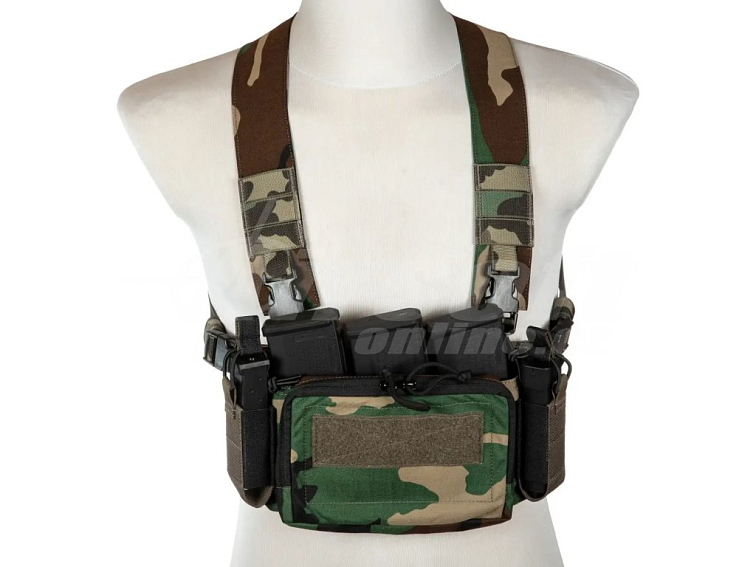 Taktický Chest Rig typu D3CRM - Woodland, PEW Tactical