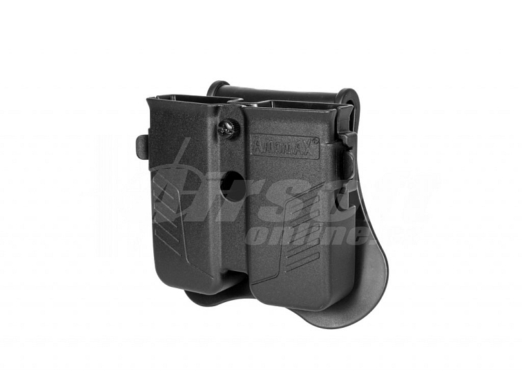 Univerzální opaskové pouzdro pro dva pistolové zásobníky - černé, Amomax