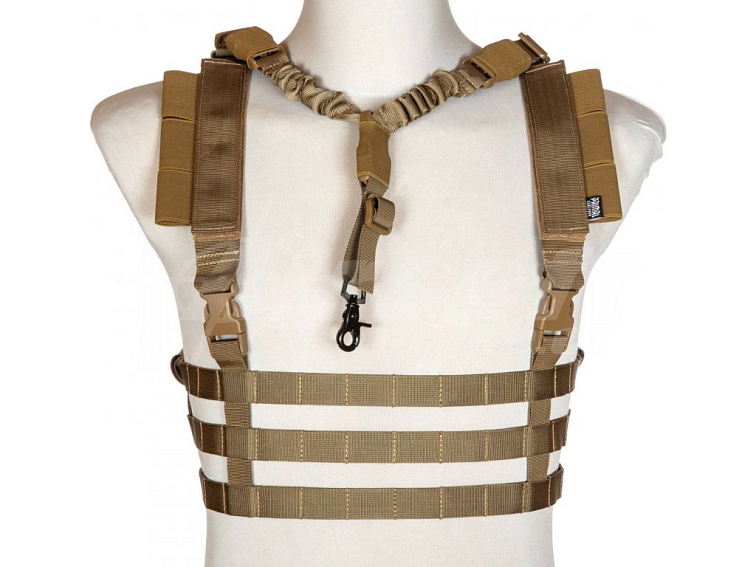 Lehký taktický Chest Rig s jednobodovým popruhem - Coyote Brown, Primal Gear