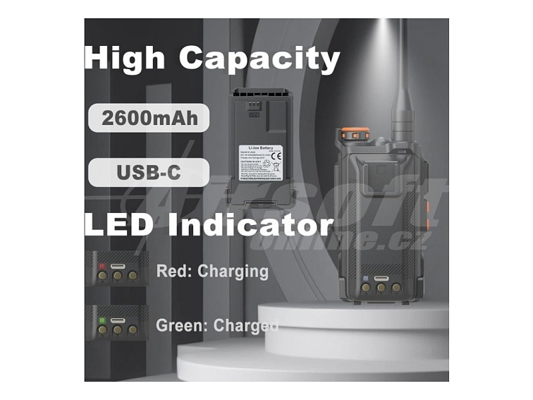 Vysílačka Baofeng UV-K61 Tri-band (AIR / VHF / UHF), USB-C - černá, BAOFENG