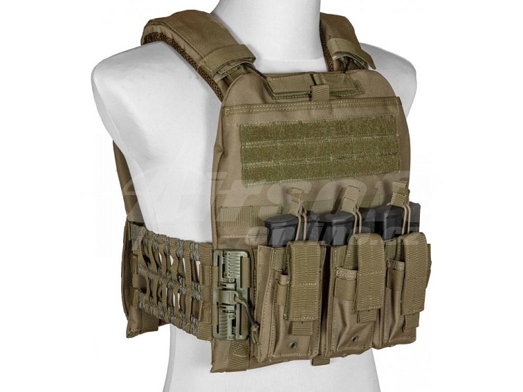SET taktické vesty Type 9039 Basic s MOLLE - písková TAN, včetně příslušenství, GFC