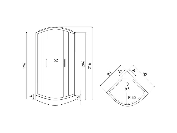 Sprchový box PETRUS 90x90x216
