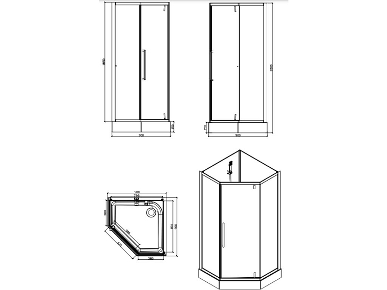Sprchový box DIAMOND dark 90x90x200