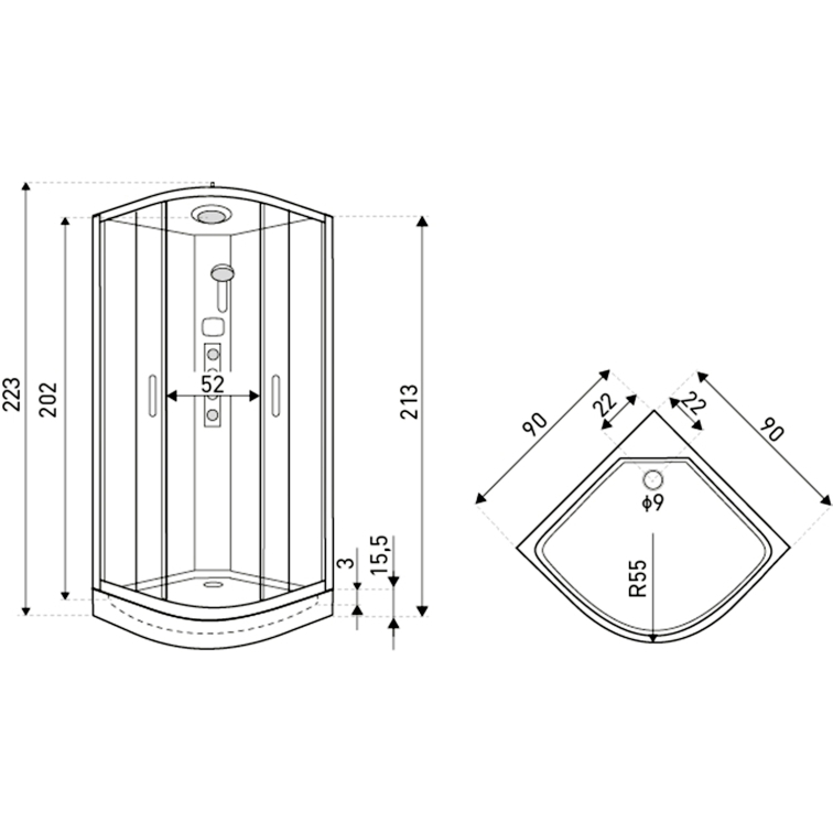 Sprchový box ORION white 90x90x223