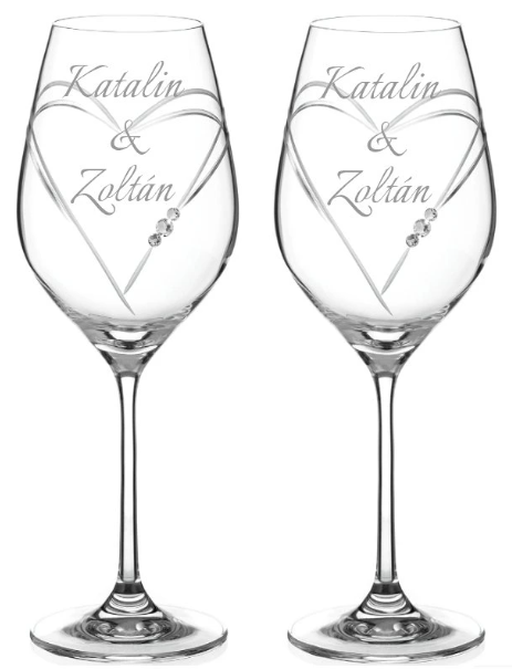 Esküvői fehérboros poharak Aphrodite 1 Swarovski kristályokkal 360ml 2 db