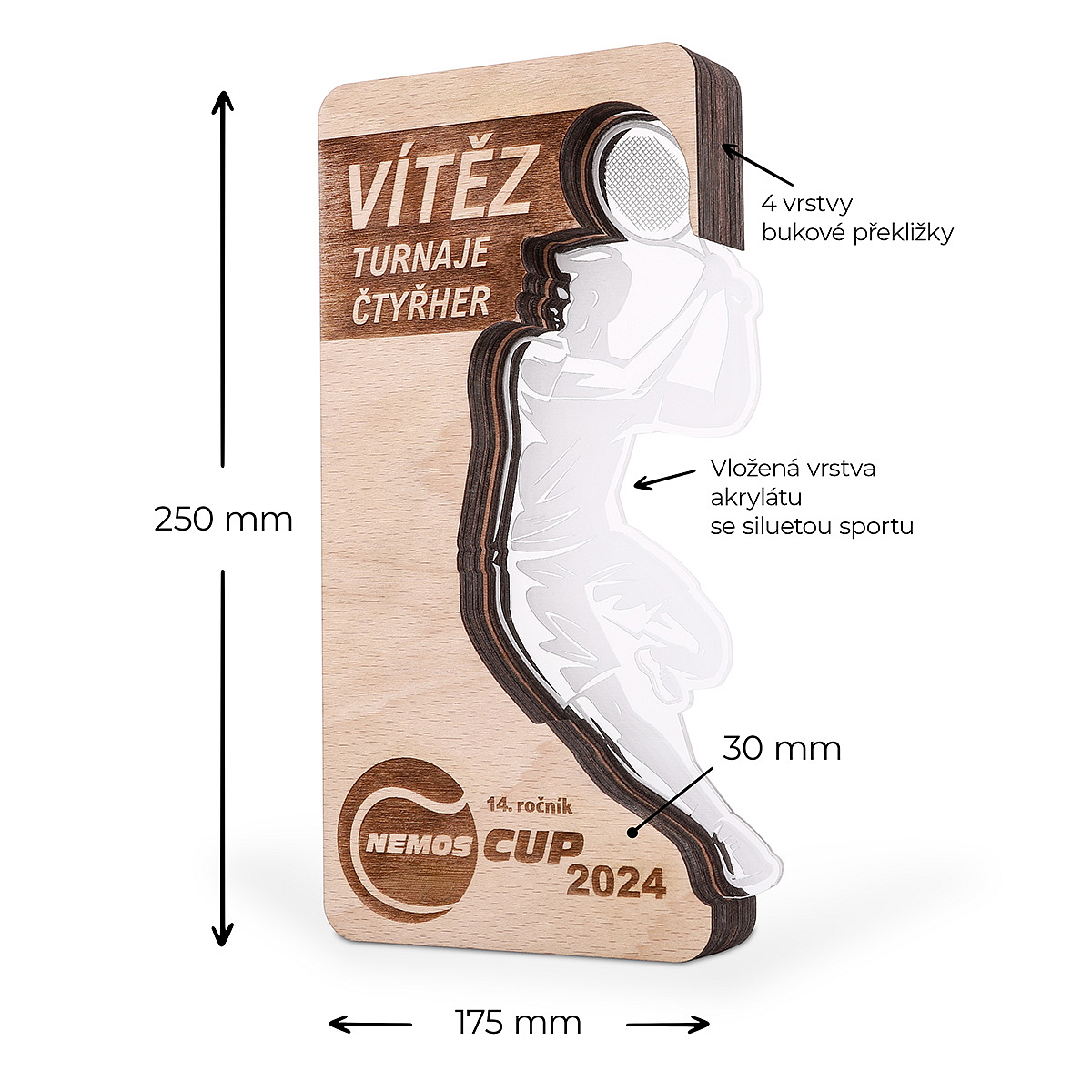 Trofej / pohár s akrylátem a jakoukoliv sportovní siluetou