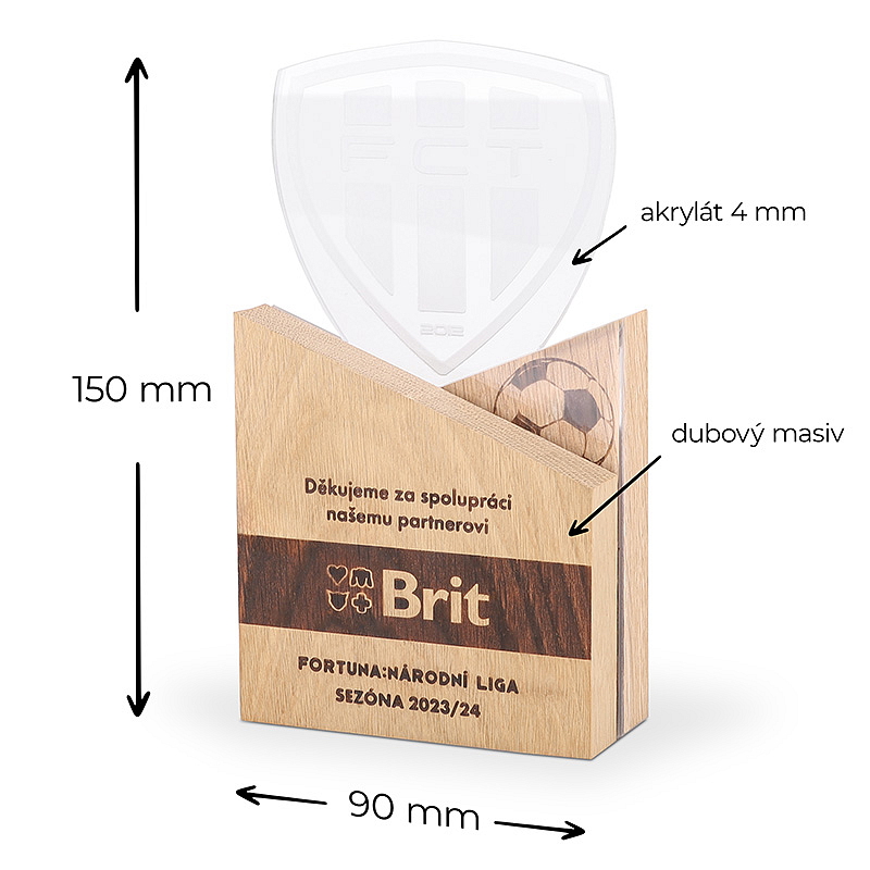 Masivní minitrofej / pohár s akrylátem