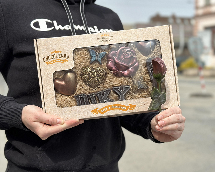 Čokoládová sada pro maminku s růží č. 1