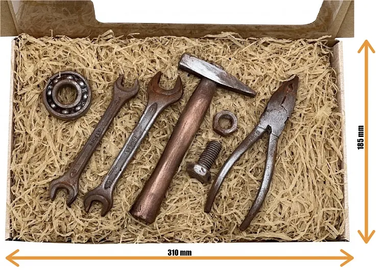 Čokoládové nářadí - sada rezavého nářadí s kladivem3628