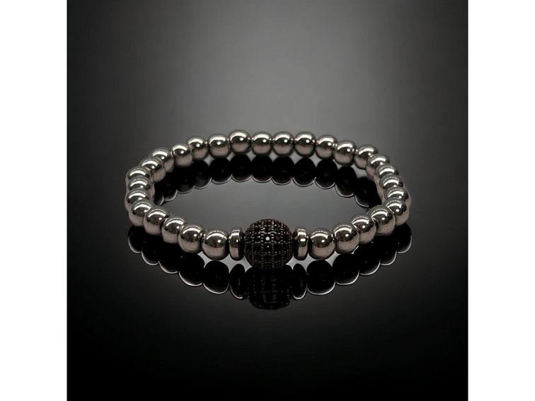 Náramek minerální z hematitu a kuličky se zirkony