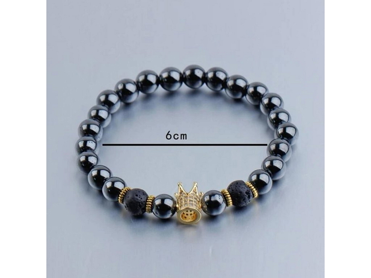 Náramek černo zlatý s korunkou se zirkony