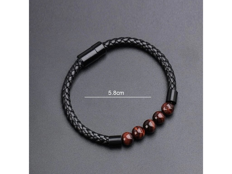 Náramek z minerálních kamenů a PU kůže