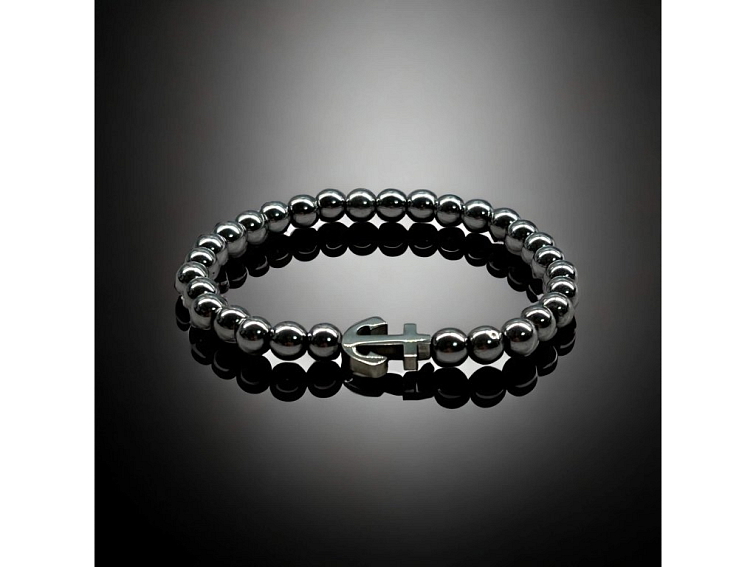 Náramek minerální z hematitu s kotvou