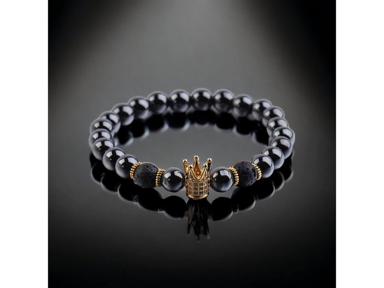 Náramkový minerální set s korunkou a kostičkou se zirkony